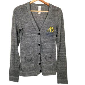 Alderson Boraddus Universtiy Cardigan Shirt Women M Gray Jersey Knit Academia